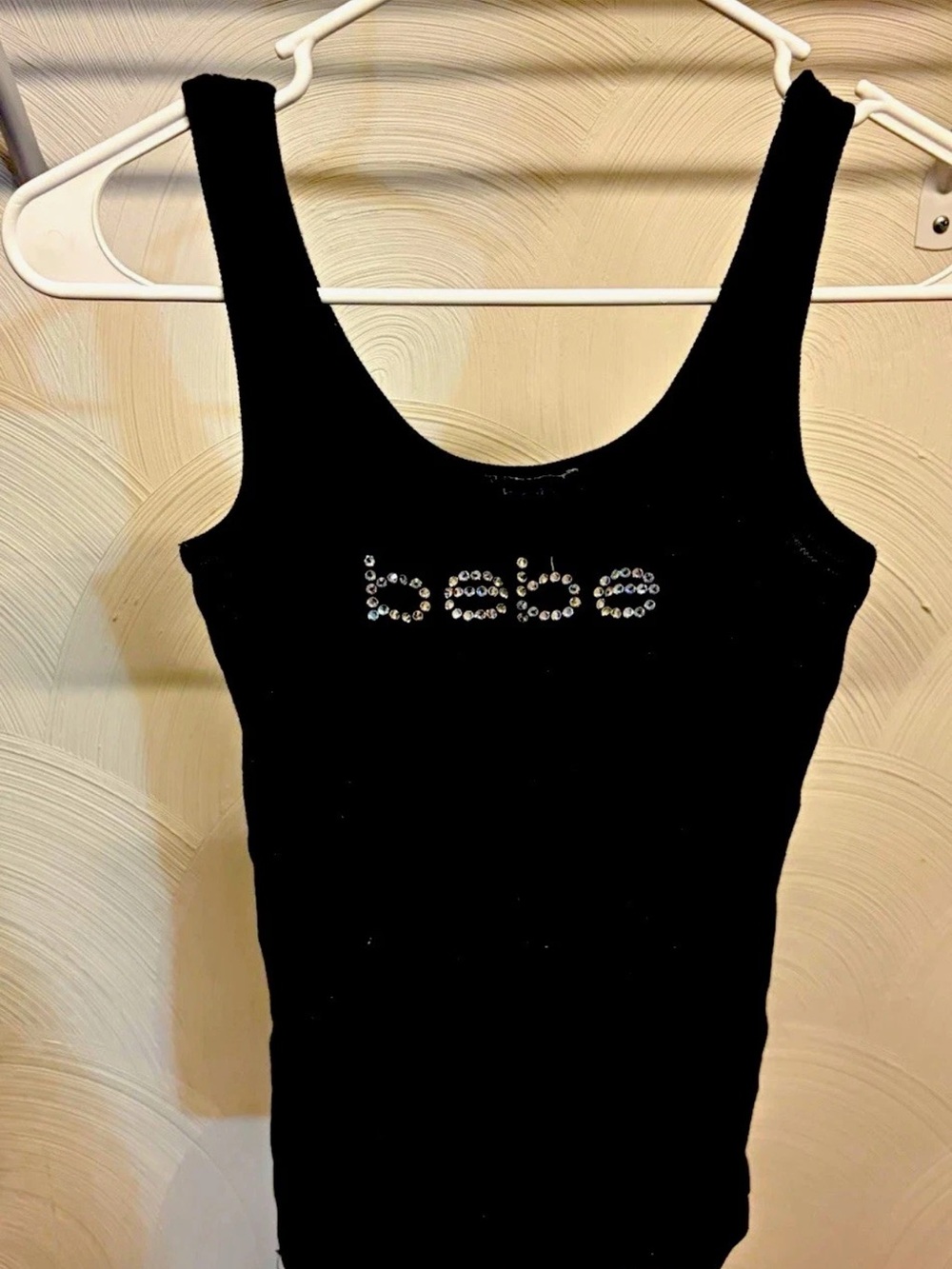 bebe Black Rhinestone Logo Tank